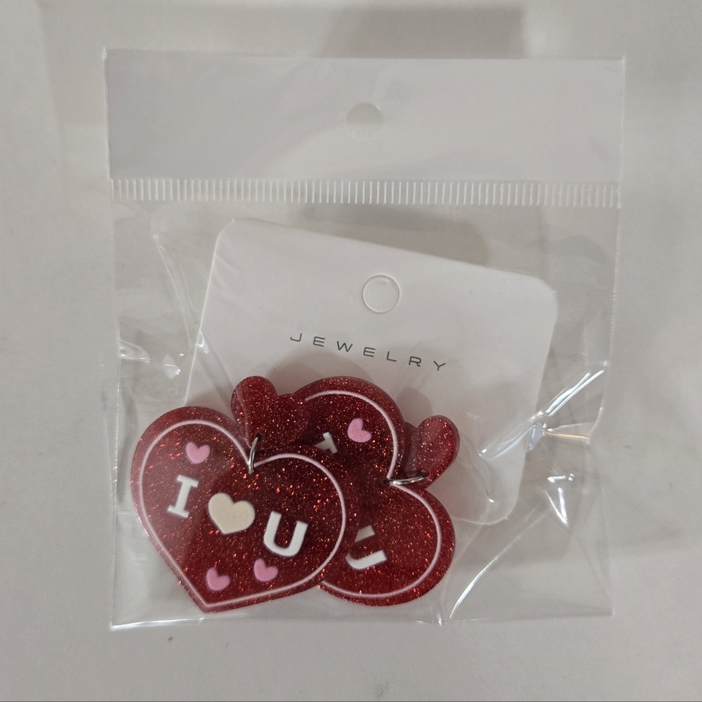 Red Heart Earrings - I ❤️ U